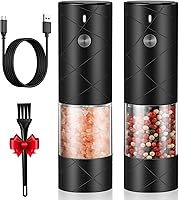 Vista 1 de Juego de molinillo de sal y pimienta eléctrico recargable - Capacidad extra grande - Molinillos de pimienta negra y sal marina automáticos