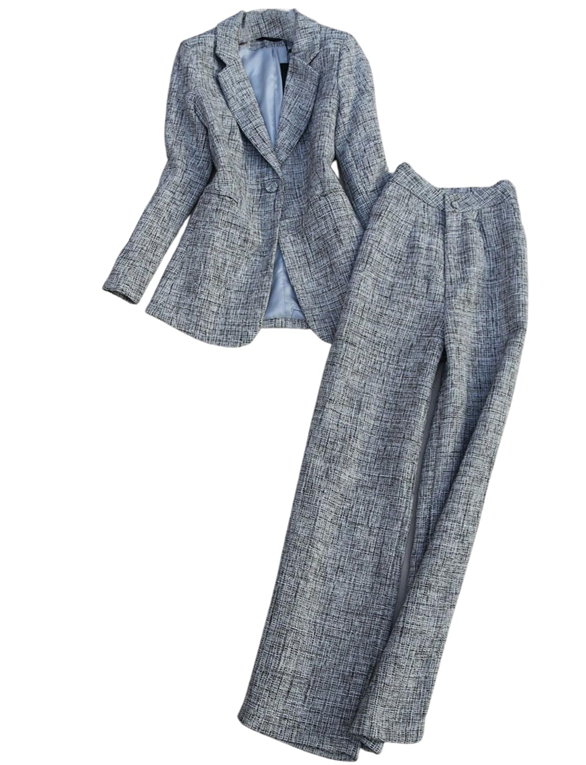 Womens Two Pieces Small Fragrant Wind Suit Business Office One Button Jacket Casual Pants Tuxedos Set
