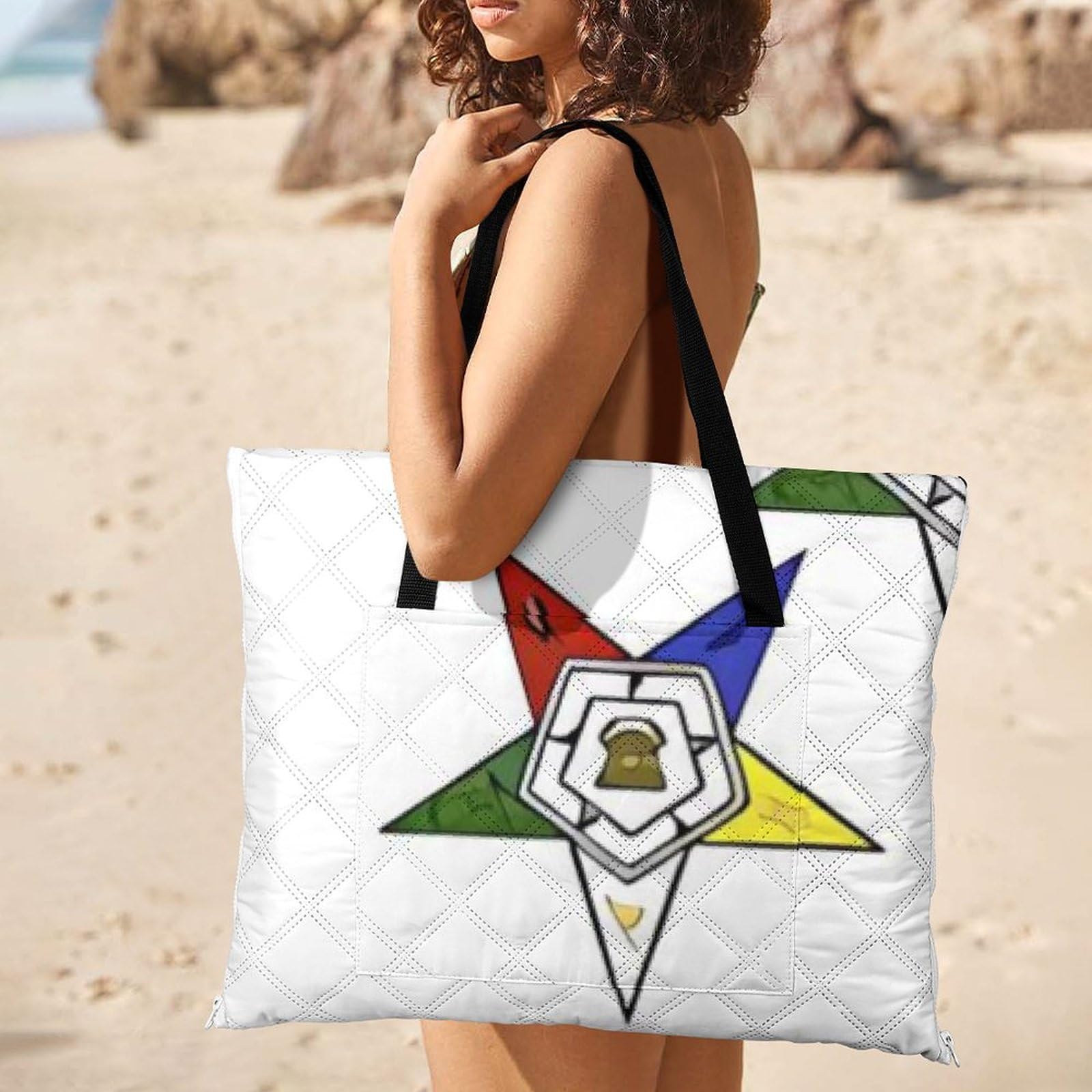 Couverture de pique-nique imperméable et résistante au sable - Motif étoiles orientales - Tapis de plage pliable pour le printemps, l'été, le camping, le parc, les voyages