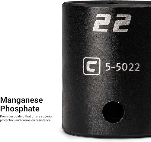 Miniatura 4 de Capri Tools Juego de dados de impacto poco profundo de 38 pulgadas, SAE, 516 a 1 in., acero al cromo molibdeno premium, 12 piezas