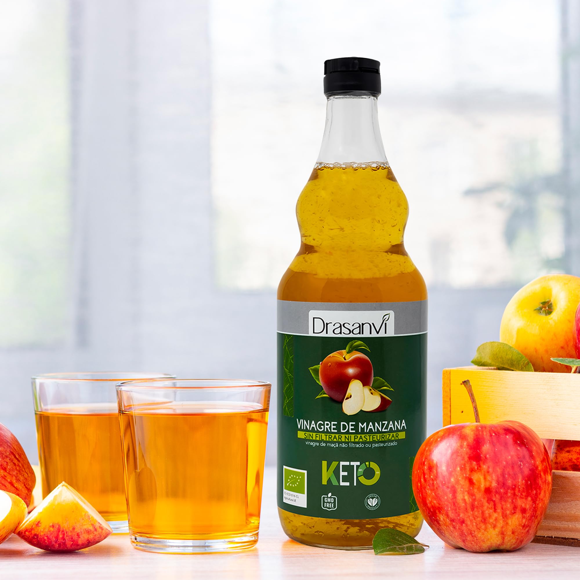 DRASANVI VINAGRE DE MANZANA MADRE SIN FILTRAR CERTIFICADO BIO | Vinagre de sidra de manzana KETO | Apple Cider Vinegar |Manzanas ecologicas | VEGANO - SIN GLUTEN - 75cl — view 5
