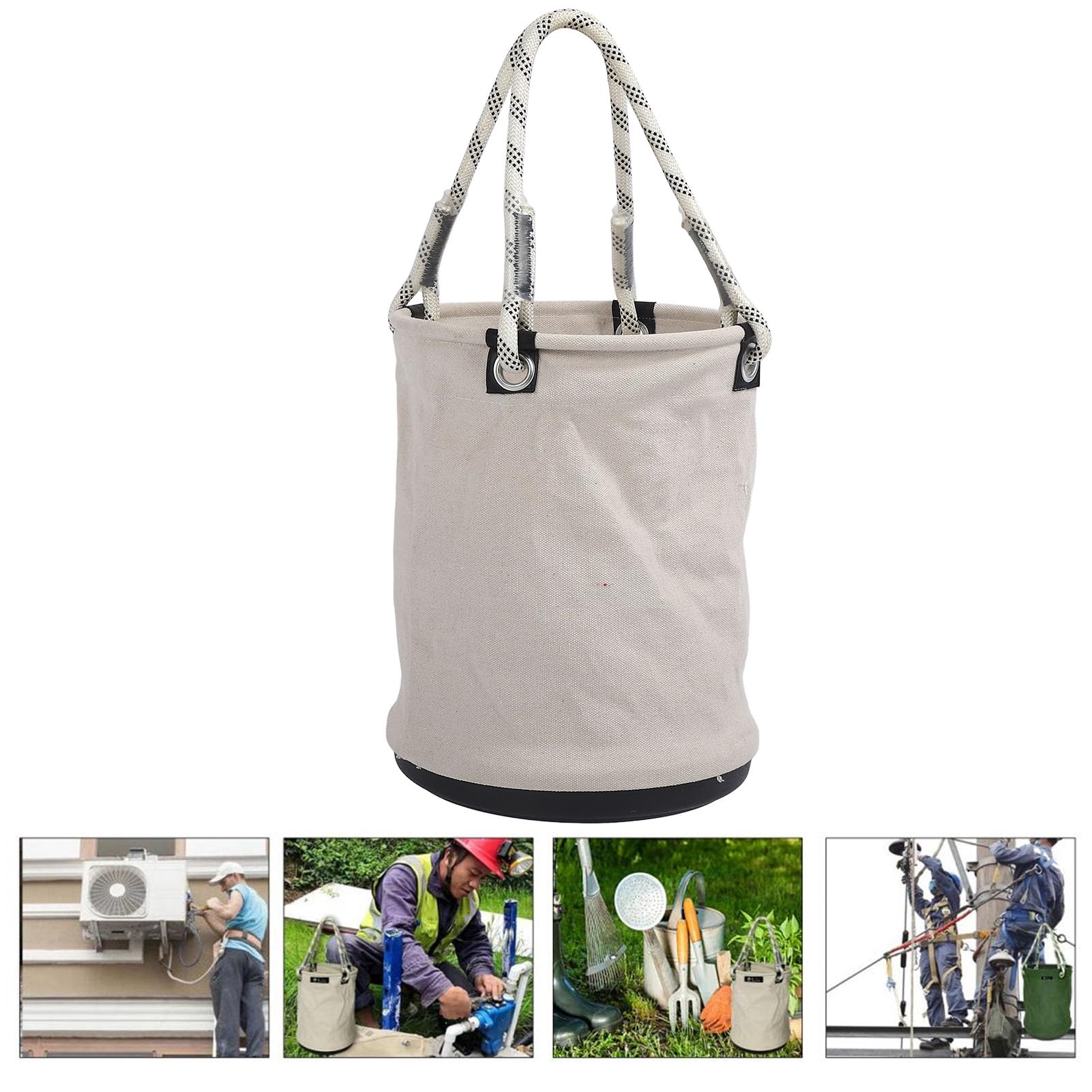 Alomejor Bolsa de Herramientas de Lona, ​​organizador de Herramientas de Carga Resistente Al Fuego, 30kg, para Varios Proyectos (WHITE)