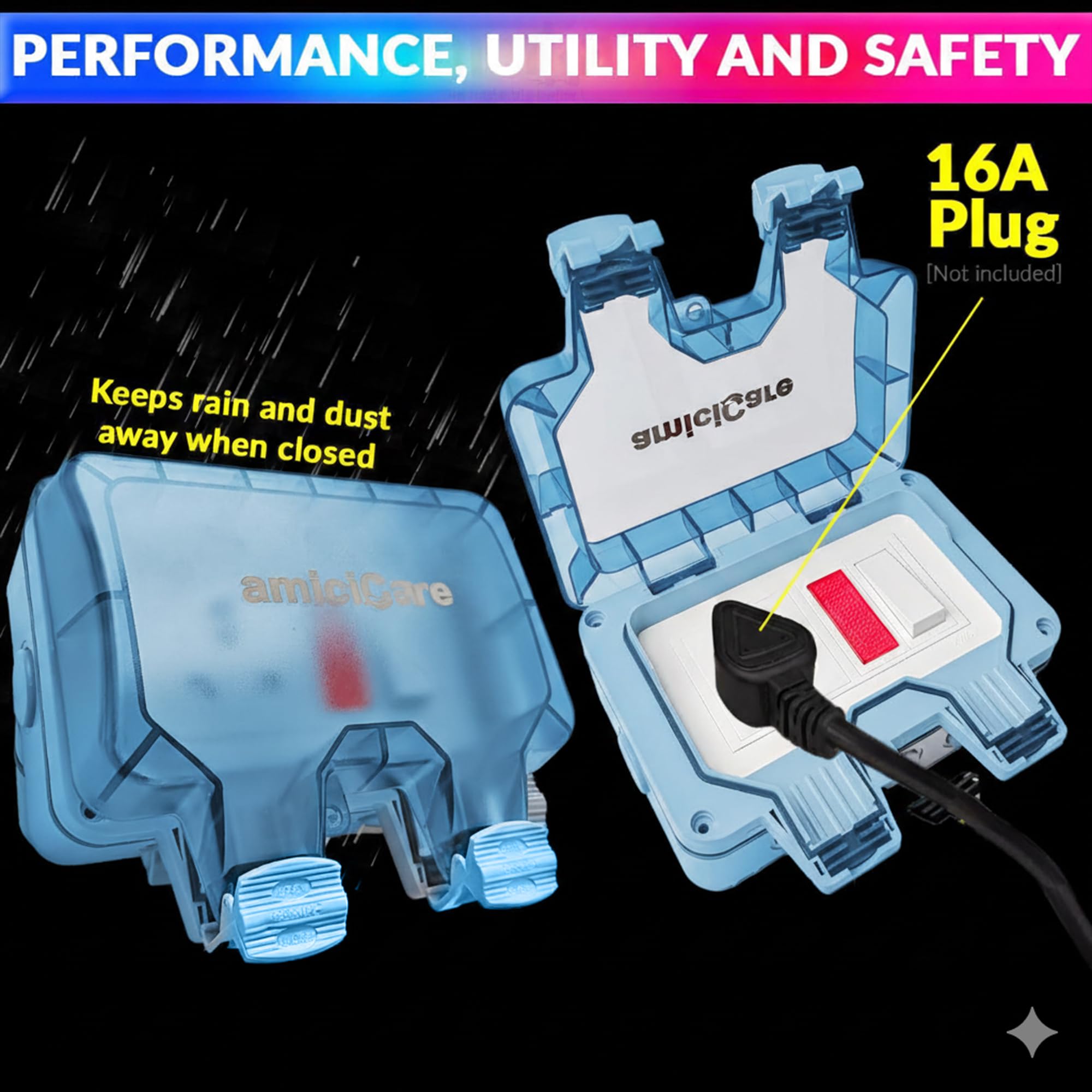 amiciCare IP66 Waterproof Switch Board with Power Indiactor — Amazon image 4