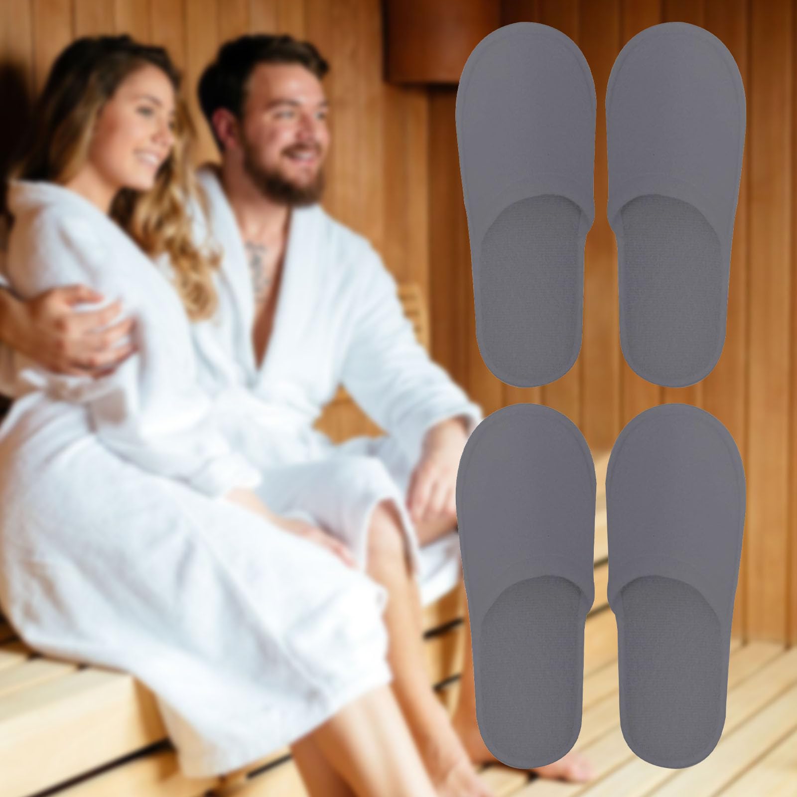 Pantofole Hotel - 2 Paia Usa E Getta Antiscivolo per Ospiti, SPA, Ciabatte Monouso, Sposa Bianco (Taglia EU 37-43, Grigio)