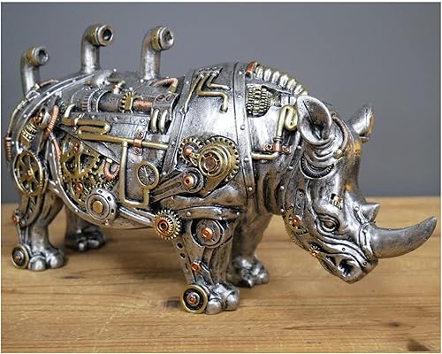 Miniatura 4 de mozhixue Estatua mecánica de animales punk, diseño industrial, perro salchicha steampunk, elefante, caracol, lobo, rinoceronte, manualidades de