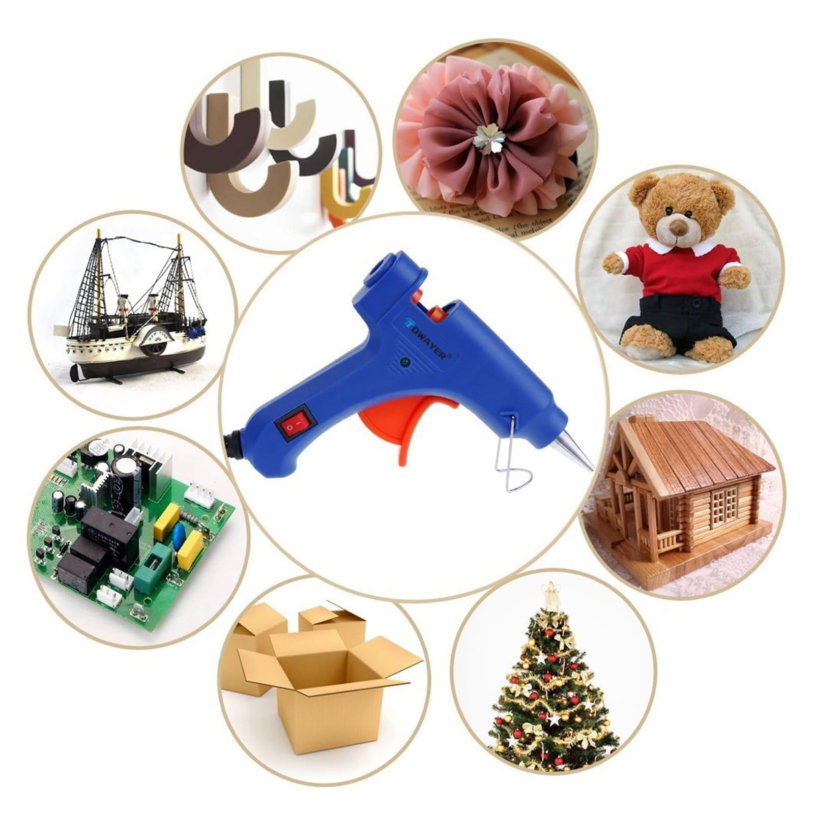 Pistolet do klejenia na gorąco 20 W z patyczkami 7 mm, mini przemysłowy termoplastyczny do majsterkowania, szybkiego nagrzewania, użytku domowego, idealny do sztuki i projektów