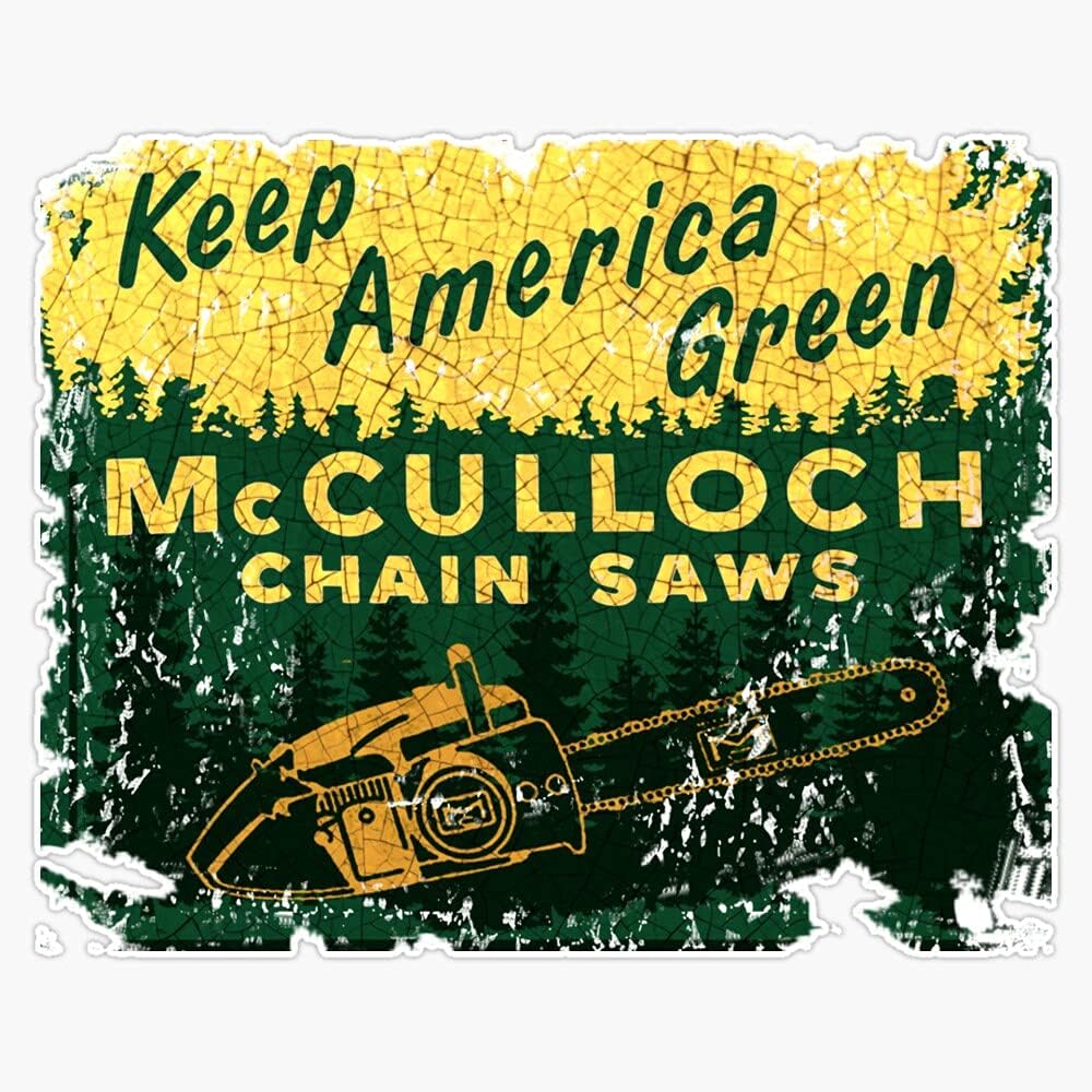 McCulloch Chainsaws USA Sticker Bumper Sticker Vinyl Decal 5" Automotive