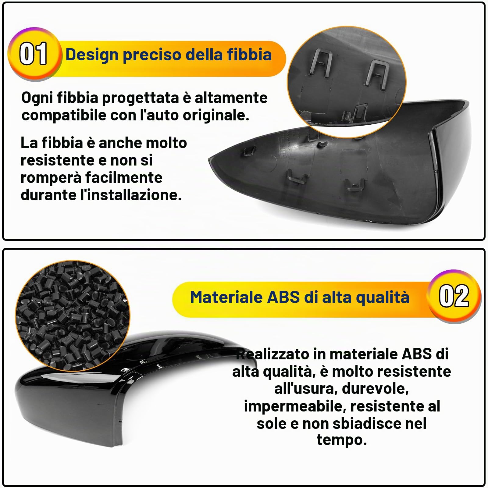 TTCR-II 2PCS Compatibile con Calotte Specchietti VW GOLF 6/GTI 6/Touran 1T3 | 2009-2014 GOLF MK6 Copri Specchietto Sinistra+Destra Coperchio Specchio Retrovisore Touran 1T3 Tappi Specchietti-Nero