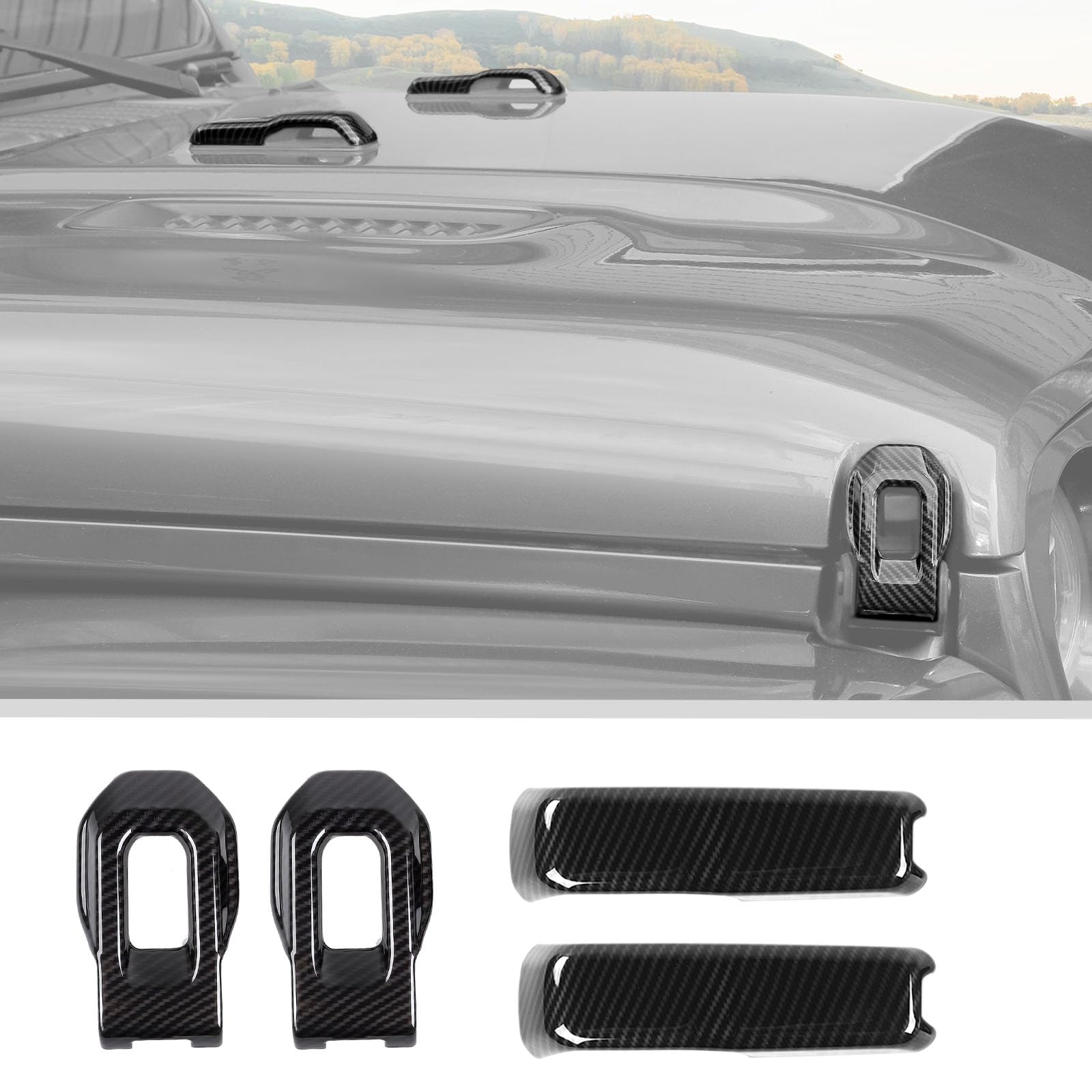JWWY Hood Latches Decor Hood Hinge Cover Trim Compatible with 2018-2023+ Jeep Wrangler JL JLU Sports Sahara Freedom Rubicon Unlimited Gladiator JT 2-