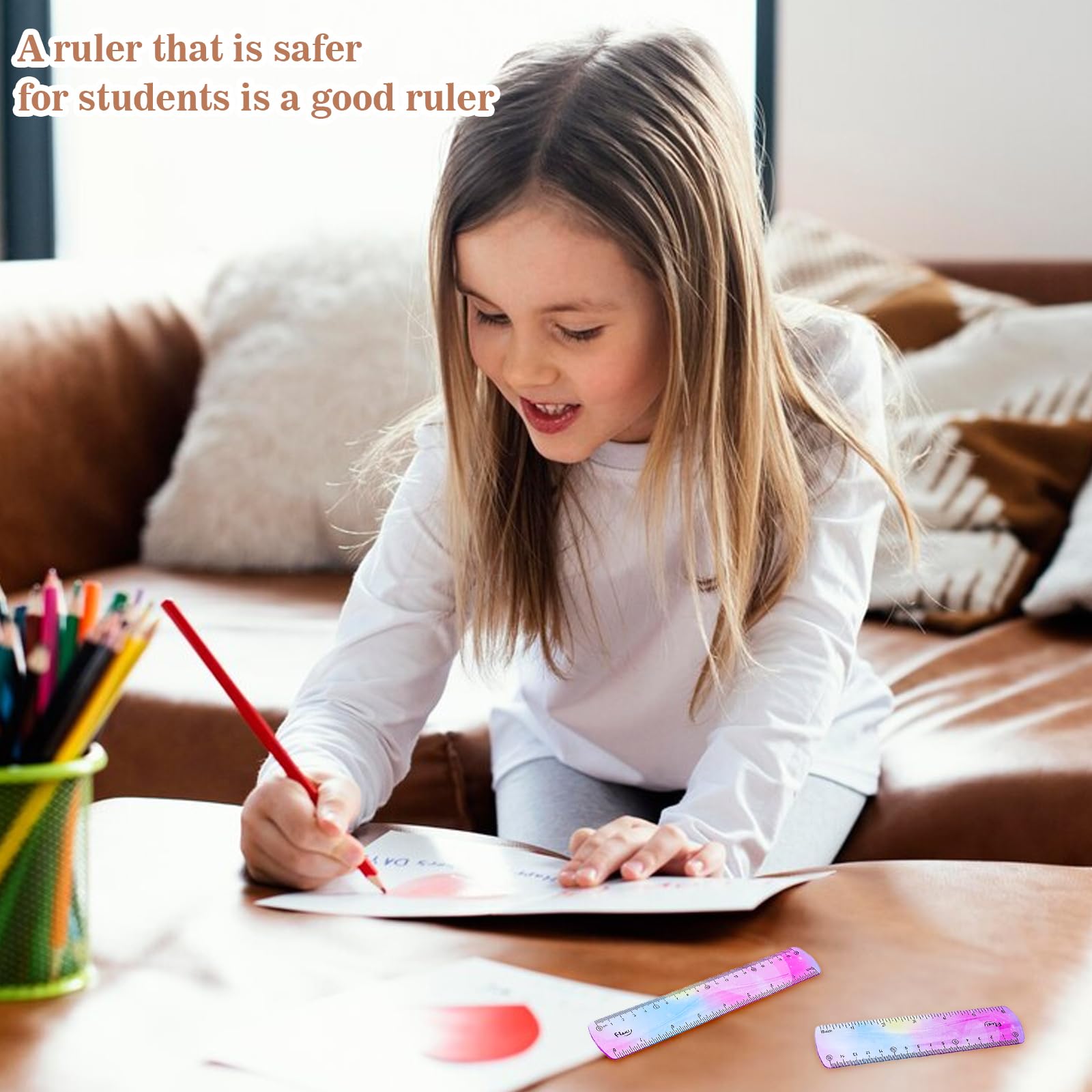 3 PCS Flexible Ruler 6/8/12inch Dual Scale Bendable Ruler Pastel Clear Straight Ruler Shatterproof Ruler for Kids Students School Office Stationary - Image 7