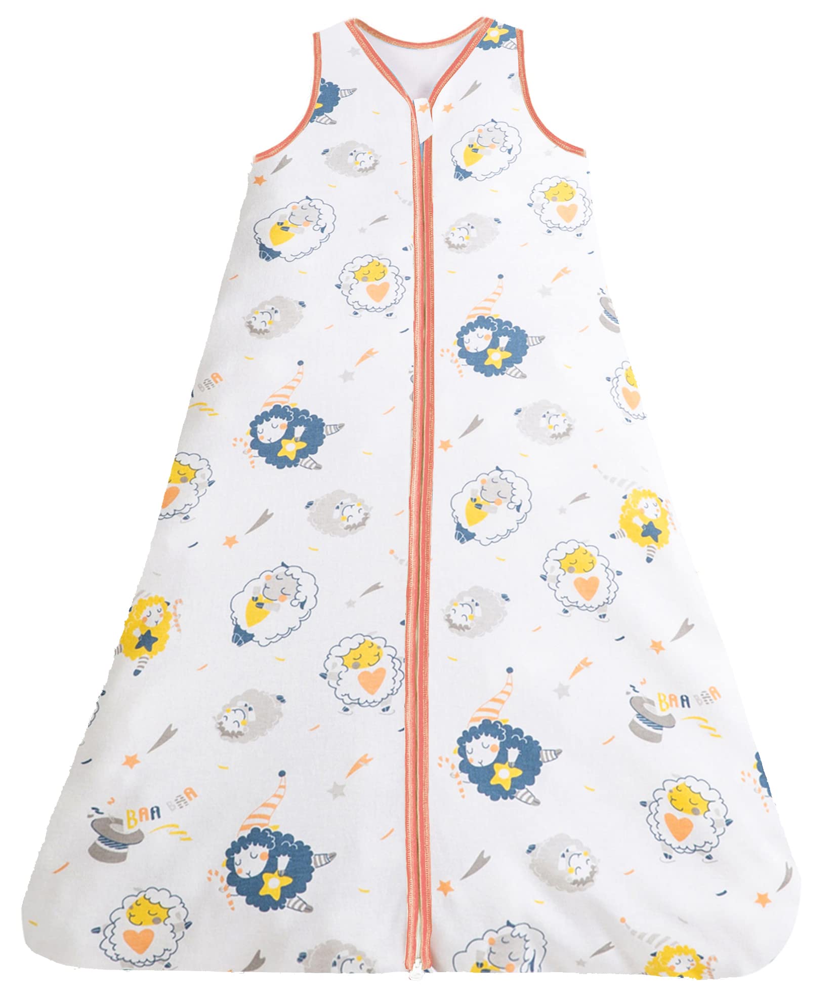 Chilsuessy Baby Sleeping Bag 100% Cotton 1Tog Toddler Sleeping Sack Newborn Wearable Blanket Summer Swaddle Wrap, Cute sheep, L/1-2 Years