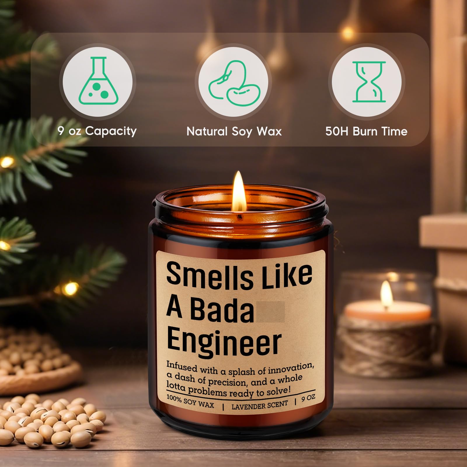 GSPY Candle, Engineer Gifts for Men, Women - Cool Graduation, Fathers Day, Birthday, Engineering Gifts for Engineers, Students, Grads - Mechanical Civil Electrical Software Aerospace Engineering Ideas