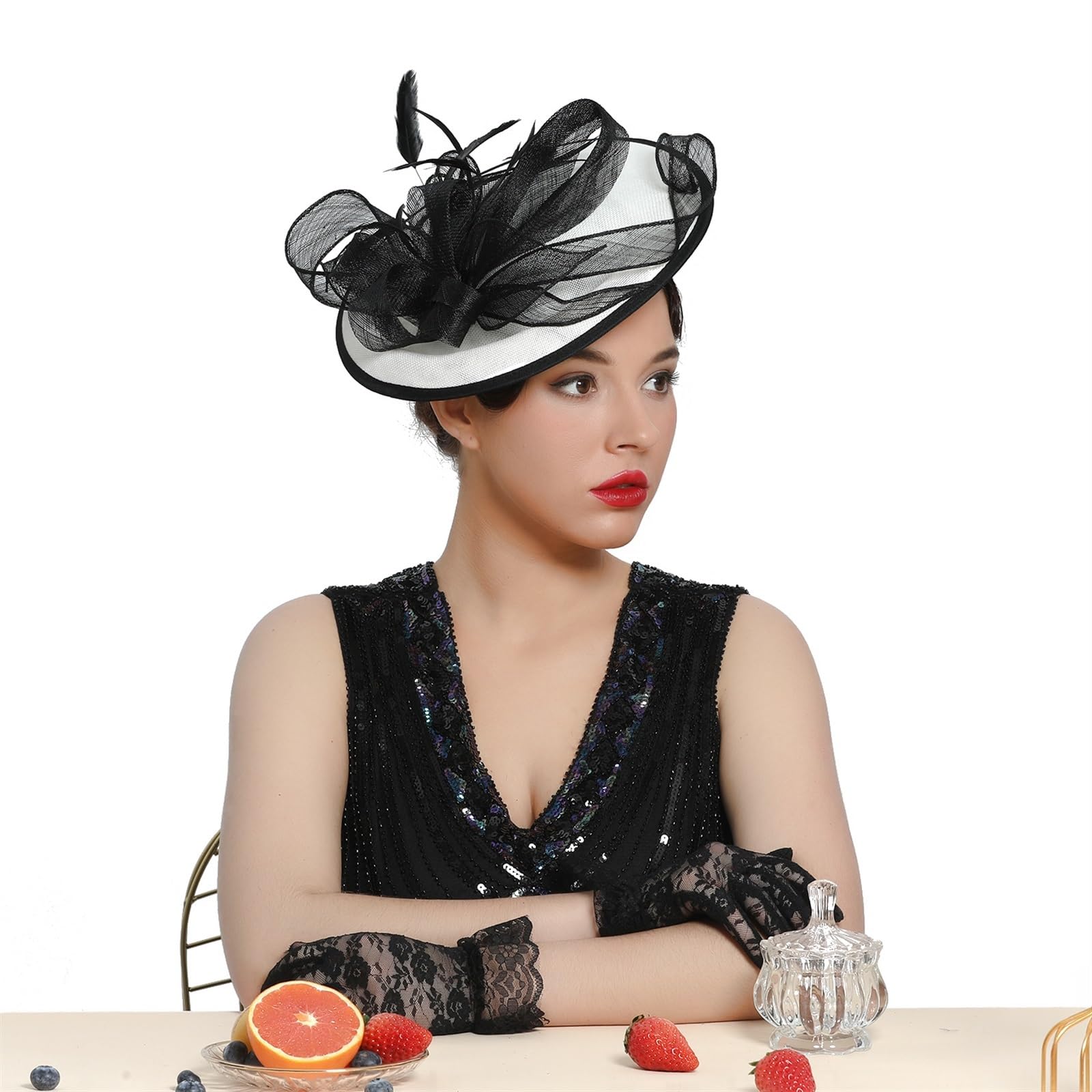 Elegant Fascinating Hat - Black Marge Iilane - Black wide brim elegant hat for women main image 3