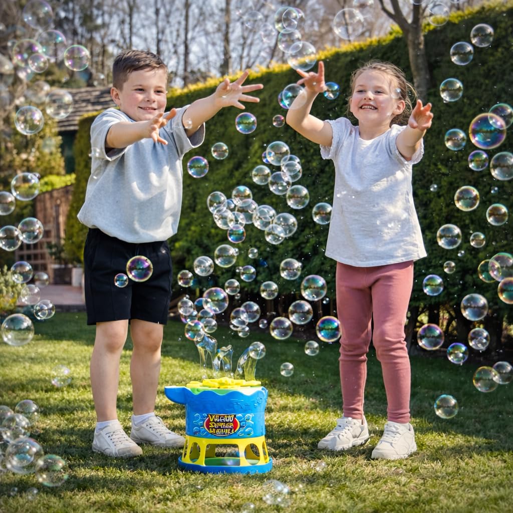 Volcano Bubble Machine for Kids – Automatic Bubble Maker with Bubble Solution, Outdoor Bubble Toy for Backyard, Parties & Summer Fun