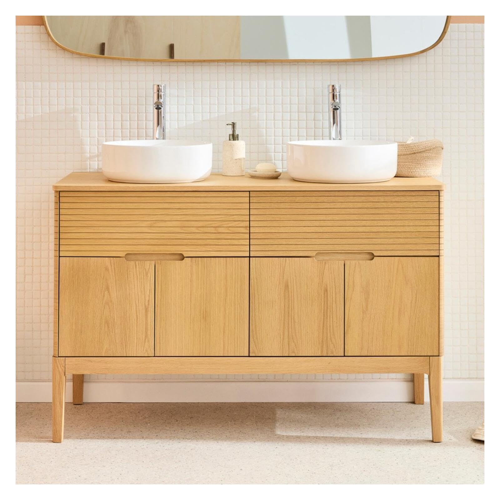 MOB-IN - Juego de mueble doble lavabo Alaska 120 cm + lavabo