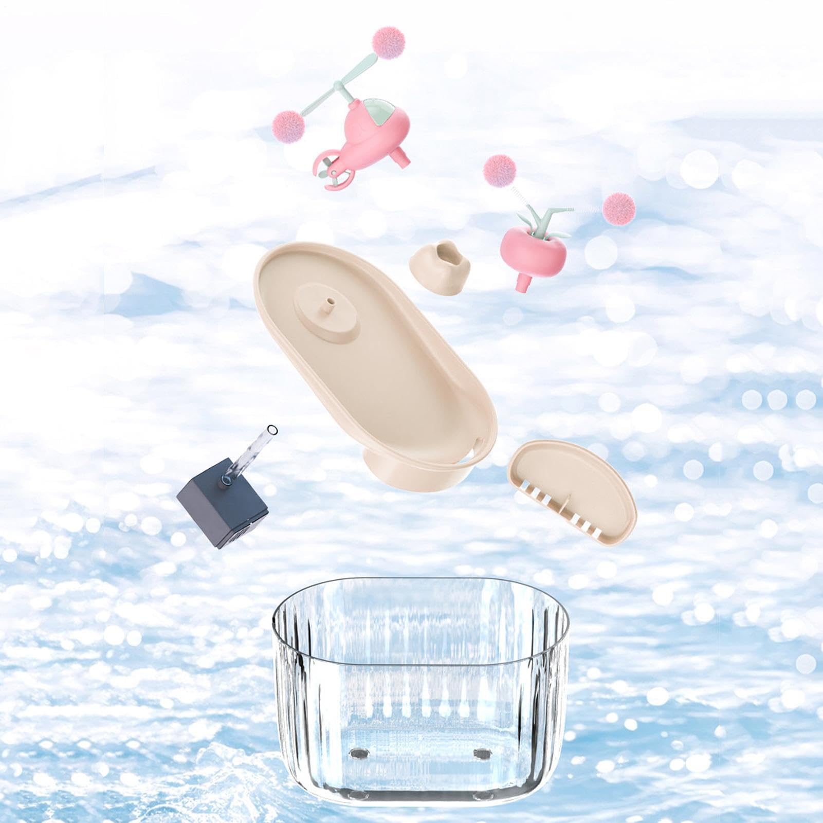 Per Gatti con Dispenser Automatica Trasparente a Spina di Capacità 1,8 L | Fontana D'Acqua Per Animali Per l'Appartamento l'Area Giochi la Camera da l'Abitazione