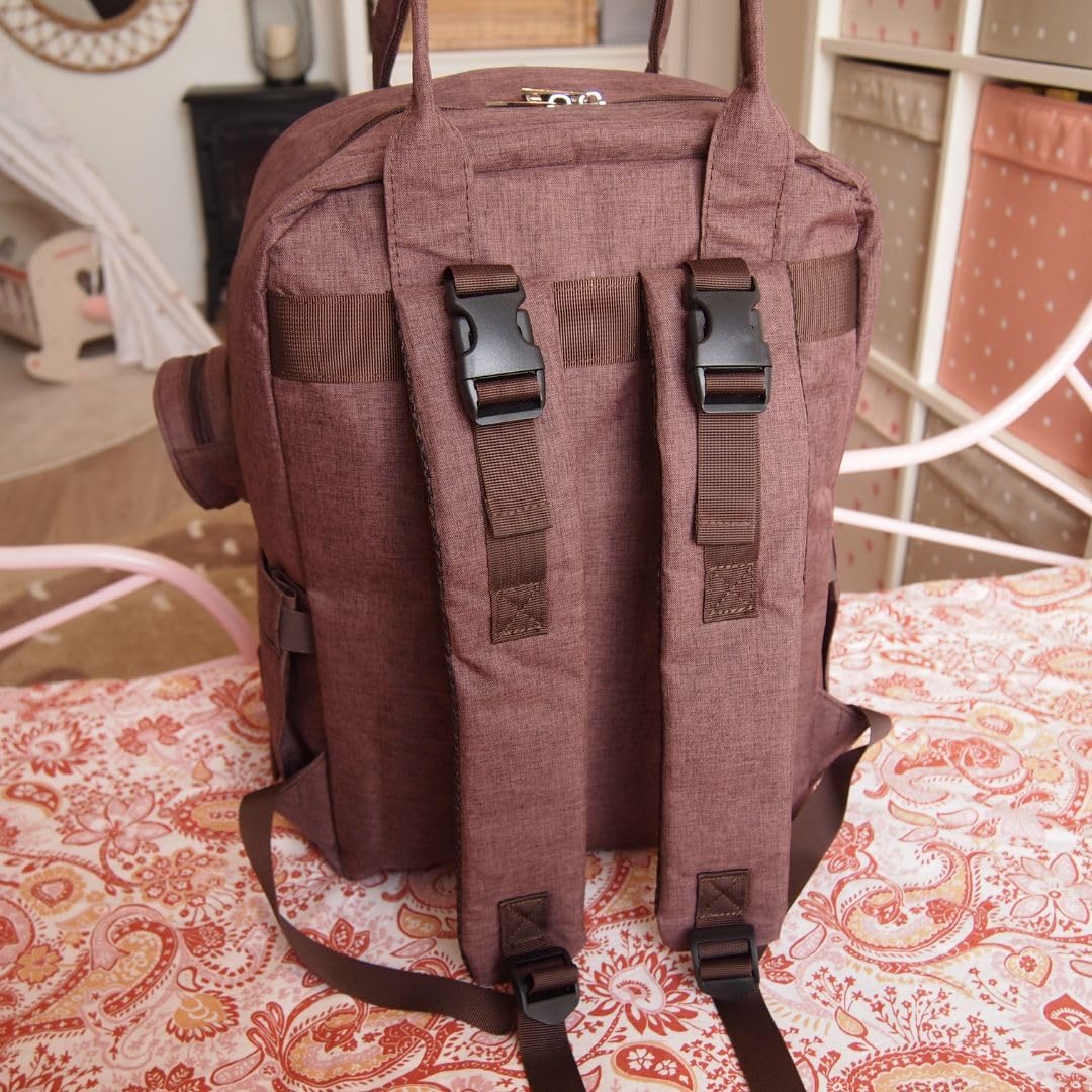 Sac à Langer Fripouille | Capacité de 30L | Déperlant | Sac à Dos à Langer bébé avec Matelas à Langer | Porte-Sucette et Sangles de Poussette (Brun)