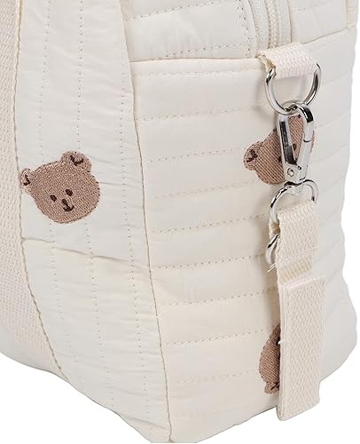 Miniatura 7 de Fdit Baby Stroller Storage Bag, Large Capacity Reusable Cotton Cloth Handbag with Zipper Pocket and Organized Compartment for Diapers and Essentials