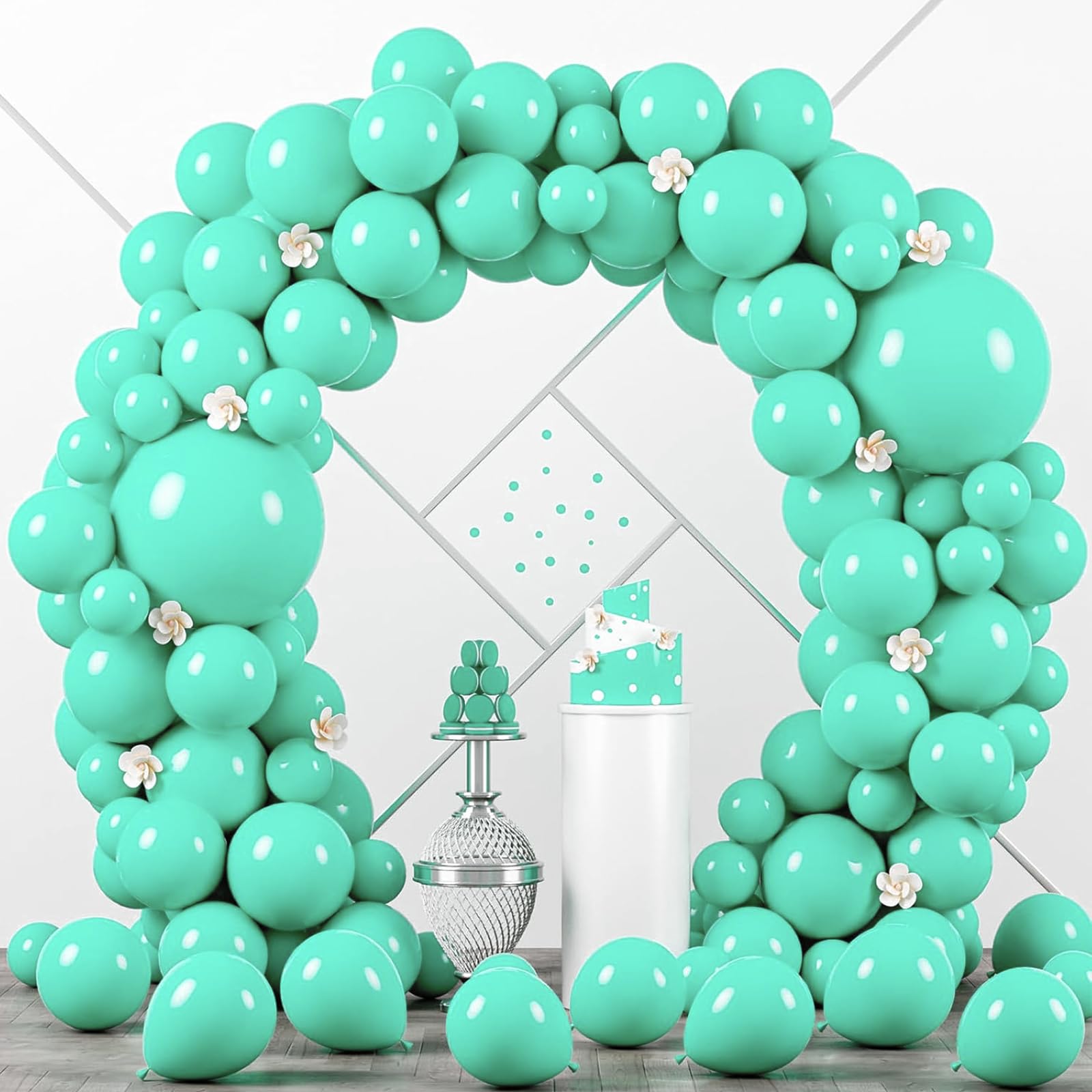 Voircoloria 90pcs Teal Balloons Garland Arch Kit, 18 12 10 5 Inch