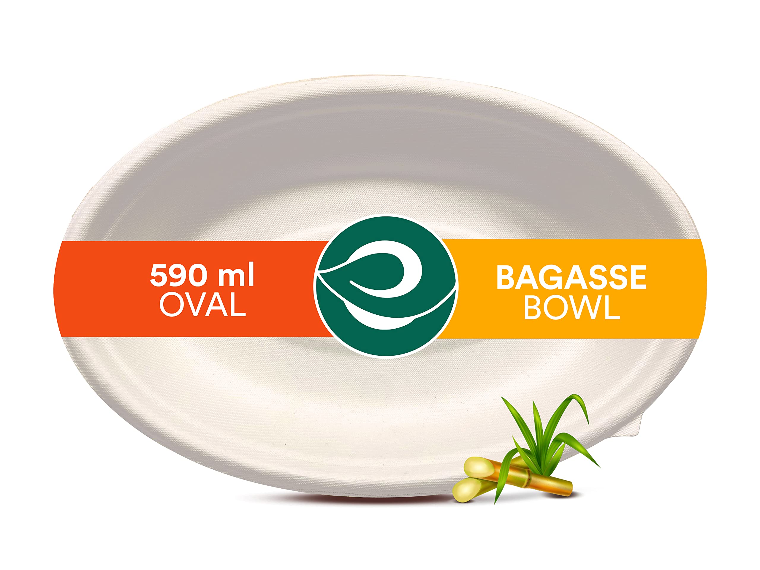 ECO SOUL [590 ml, 25 Pack Disposable Bagasse Bowls | Eco-Friendly, Biodegradable, Sugarcane Paper Bowls | for Serving Snacks & Dinner | Birthday, Wedding & Party | Oval, White