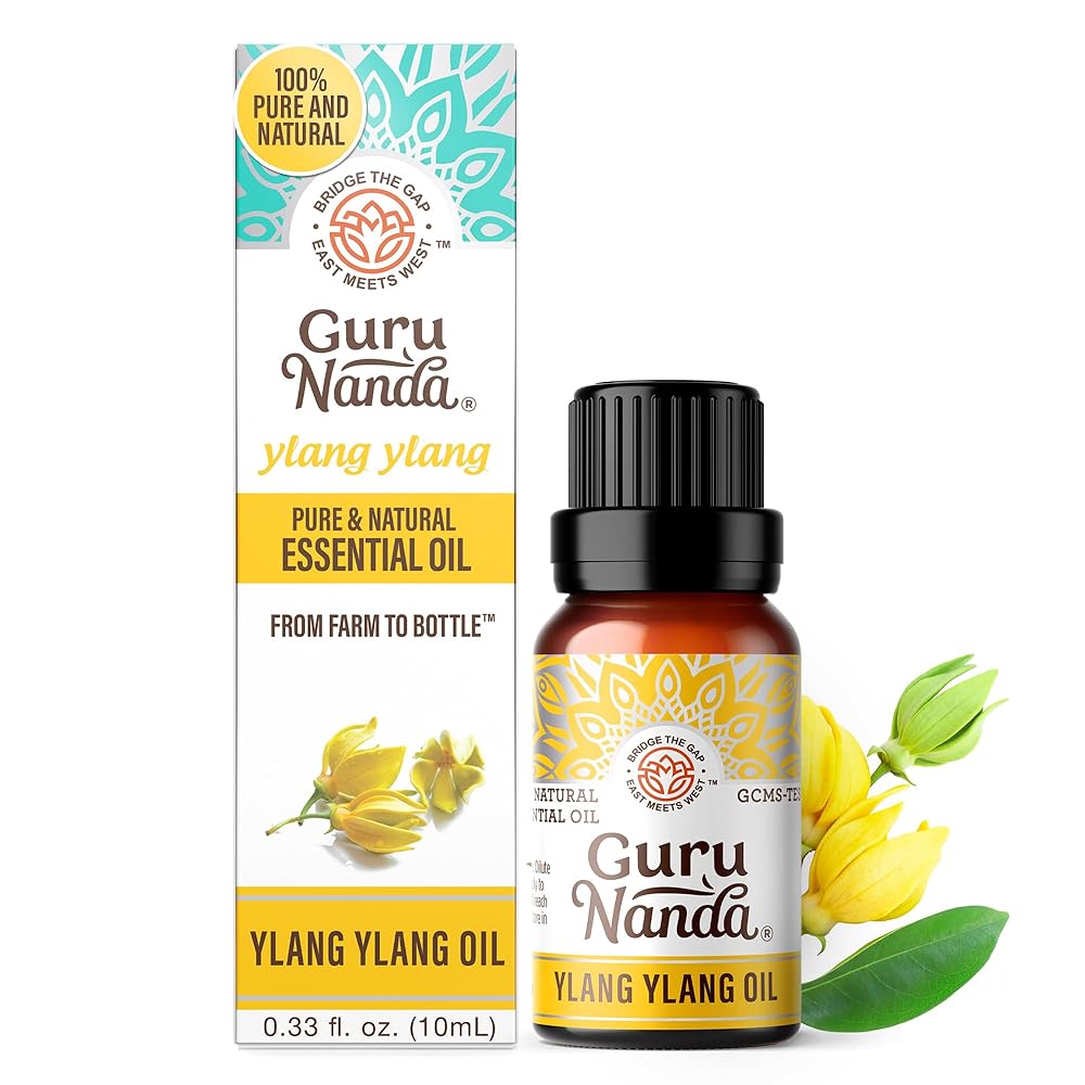 GuruNanda Ylang Ylang Essential Oil (10 ml) - 100% Pure, Natural and Undiluted Diffuser Oil for Aromatherapy, Massages & DIY Recipes