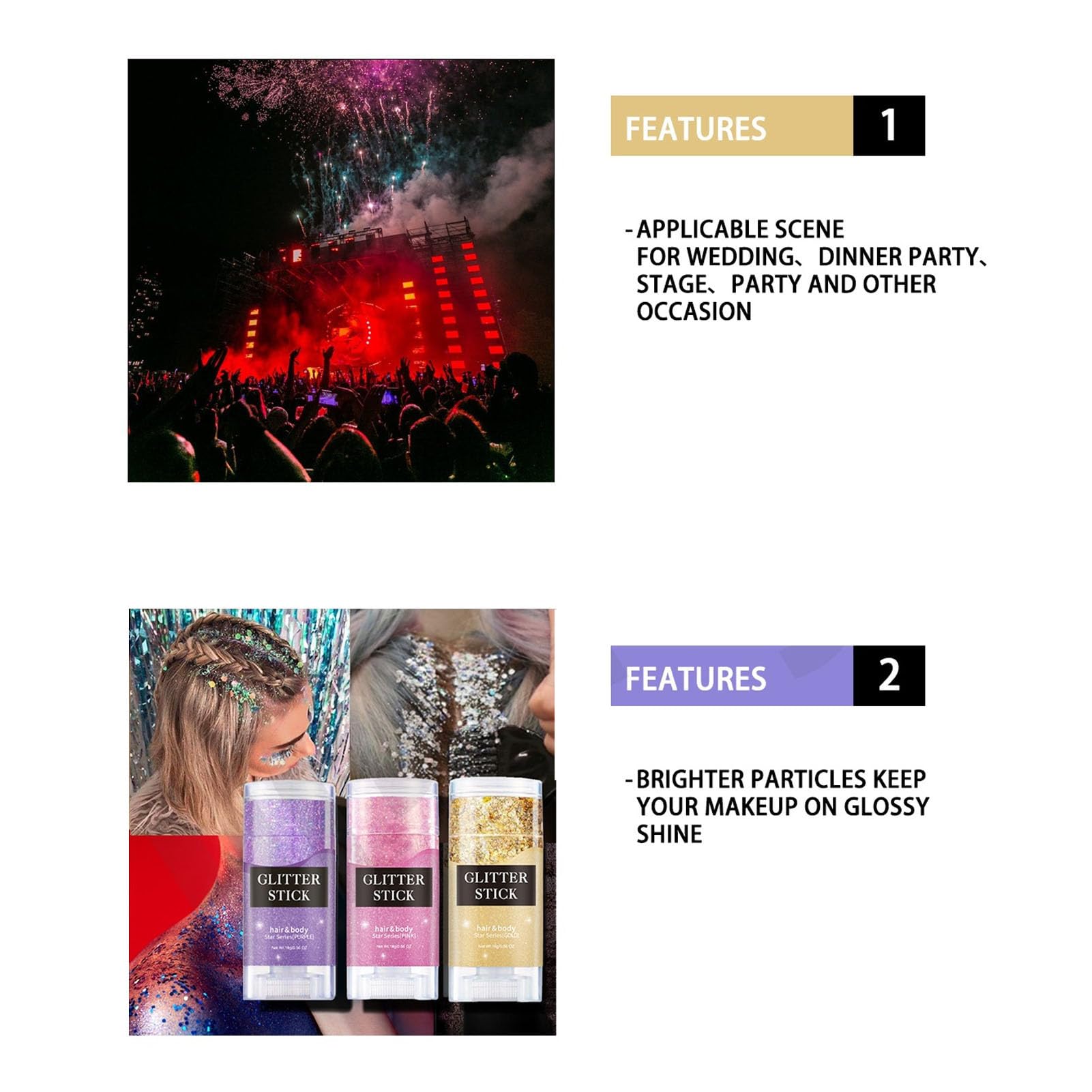 7 bottiglie di glitter olografici per il corpo, stick glitter per il corpo trucco viso paillettes scintillanti grosso per viso, corpo e capelli festival feste 0,56 once
