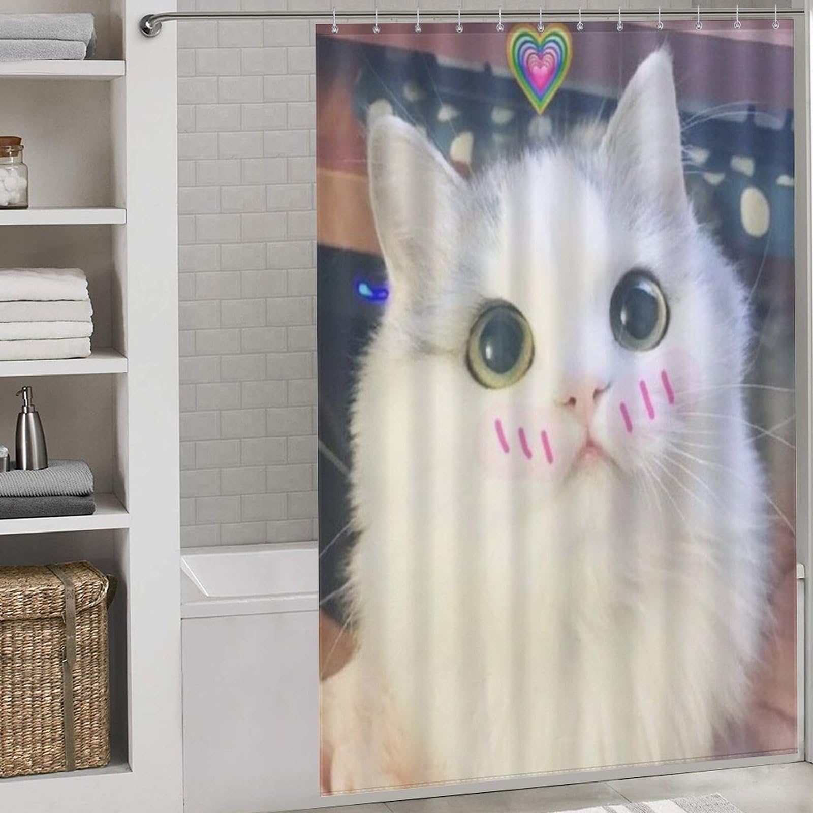 Rideau de douche chat en polyester lavable, textile étanche haut de gamme pour salle de bain