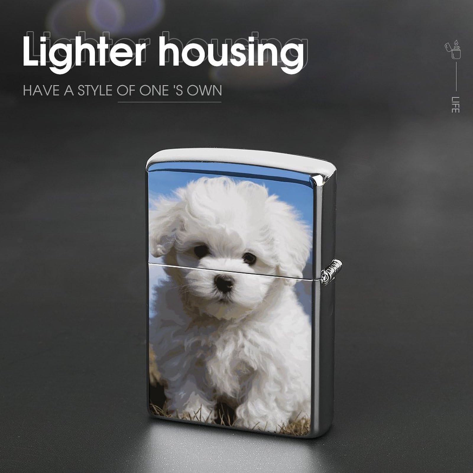 Amazon.com: Bichon Frise Dog Metal Lighter Case Windproof Vintage Lighters  Holder Reusable Cool Cigarette Lighter Cover for Men Personalized Pocket  Flip Lighters Sleeve Double Sided Portable Protective Sleeve : Health &  Household