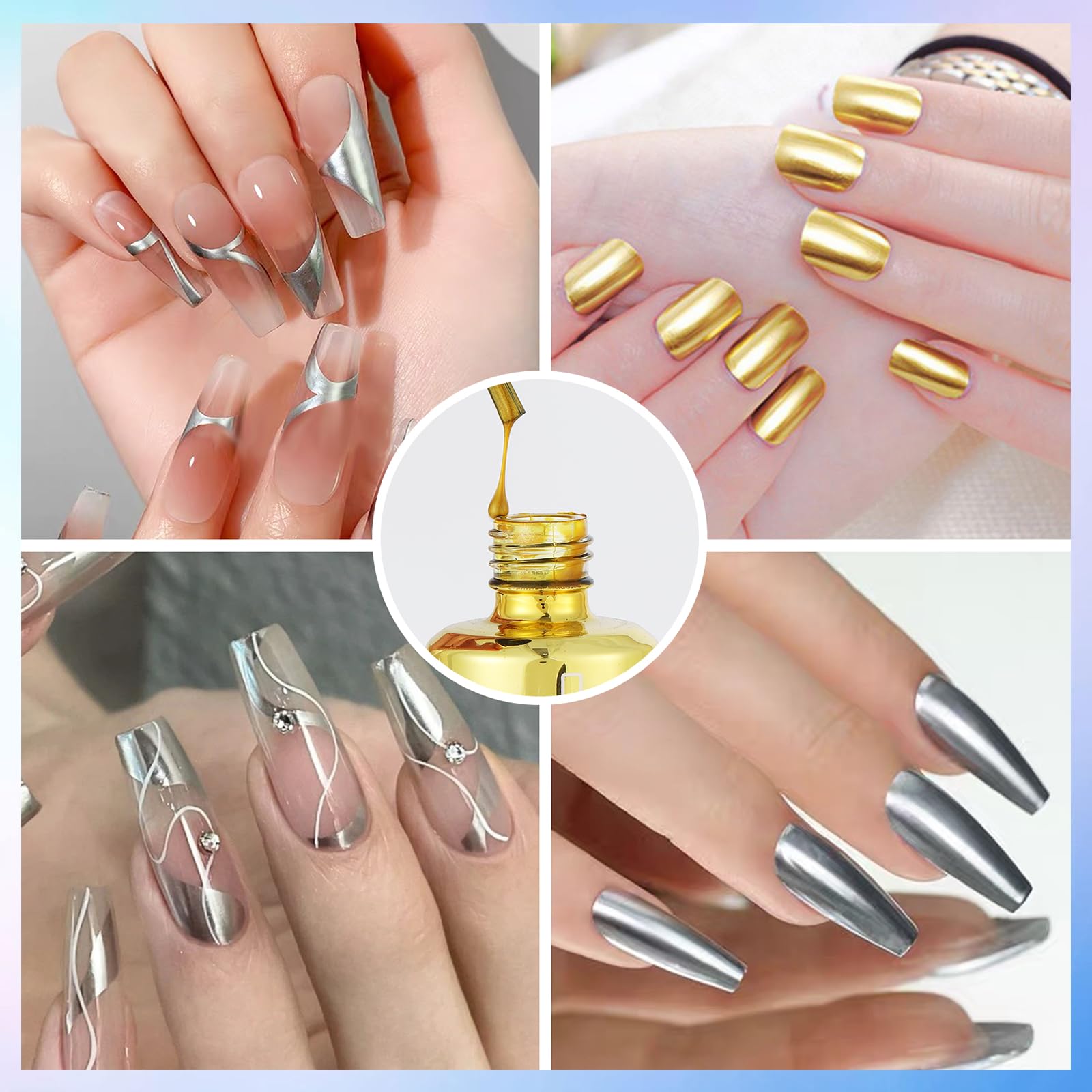 Lot De 2 Vernis à Ongles Effet Miroir Métallisé - 12 Couleurs Au Choix, 18 Ml Chacun, Neuf