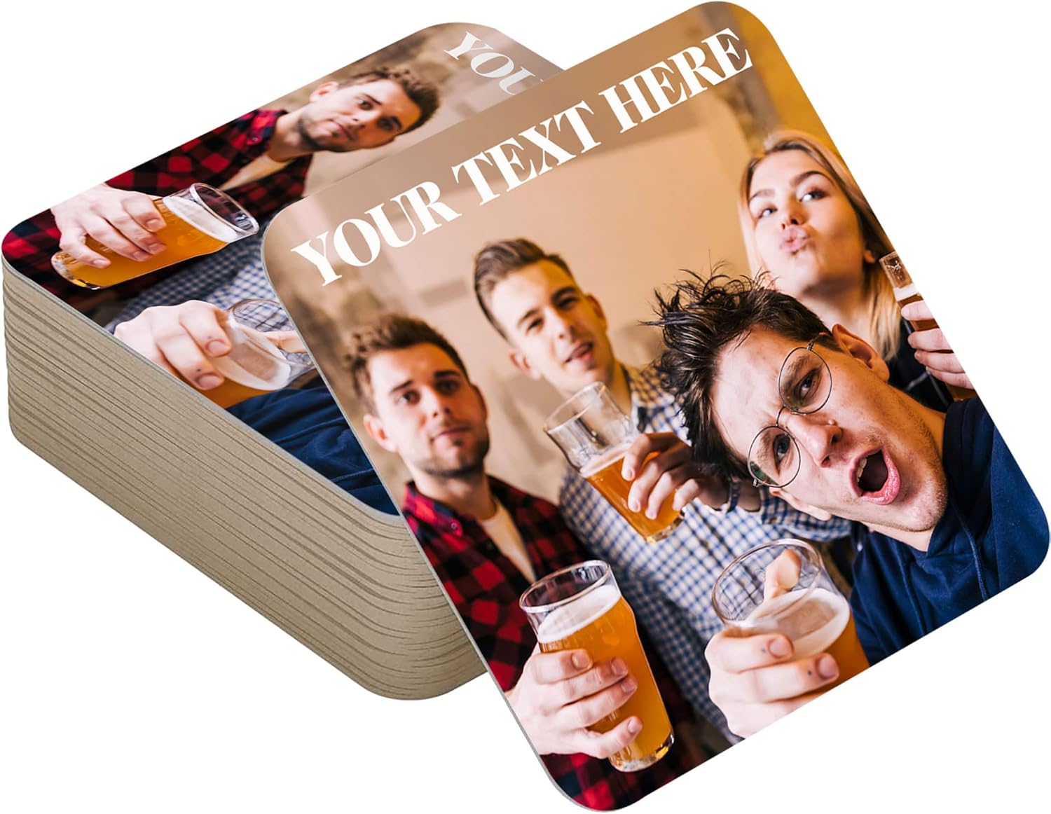 Personalised Beer Mats Photo Coasters Drinks Mats Pack of 48 Home Bar Accessories Gifts