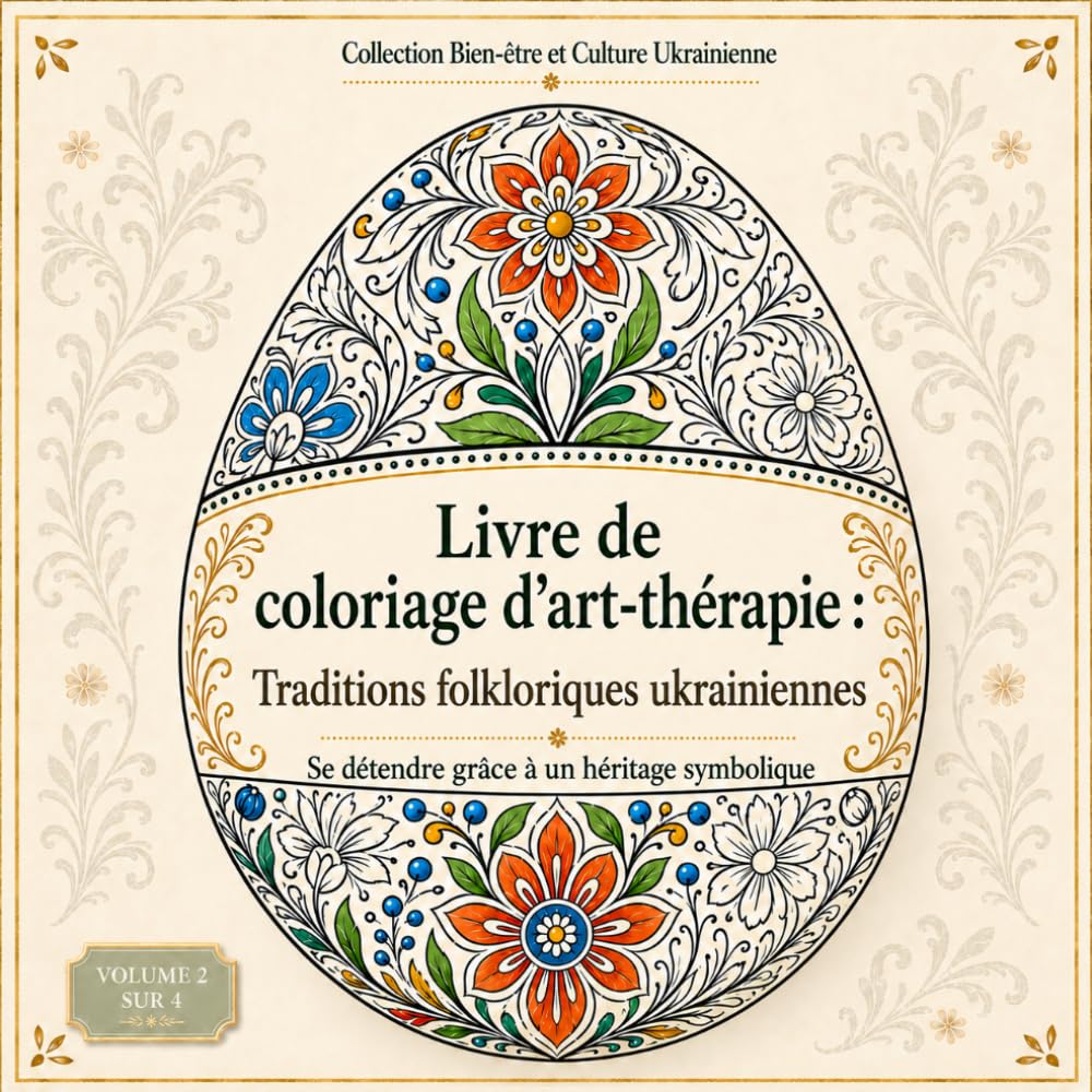 Livre de coloriage d’art-thérapie : Traditions folkloriques ukrainiennes — Se détendre grâce à un héritage symbolique (Collection Bien-être et Culture Ukrainienne)