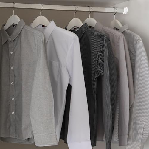 Miniatura 6 de Shonmogar Wardrobe Closet Rod Bracket 6 Pack Closet Pole Brackets for Wall with Screws, Stainless Steel Rod Flange Holder for Closet Sturdy White