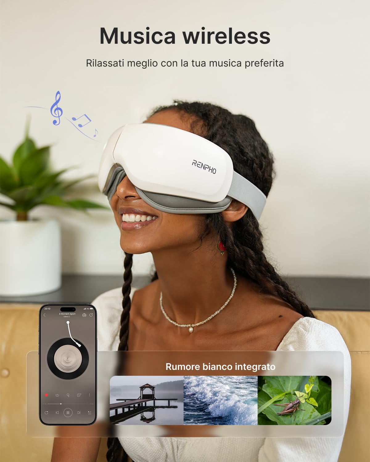 RENPHO Massaggiatore occhi riscaldato, maschera da viaggio portatile | maschera per occhi silenziosa per dormire, massaggiatore viso per alleviare gli occhi secchi, regalo donna compleanno