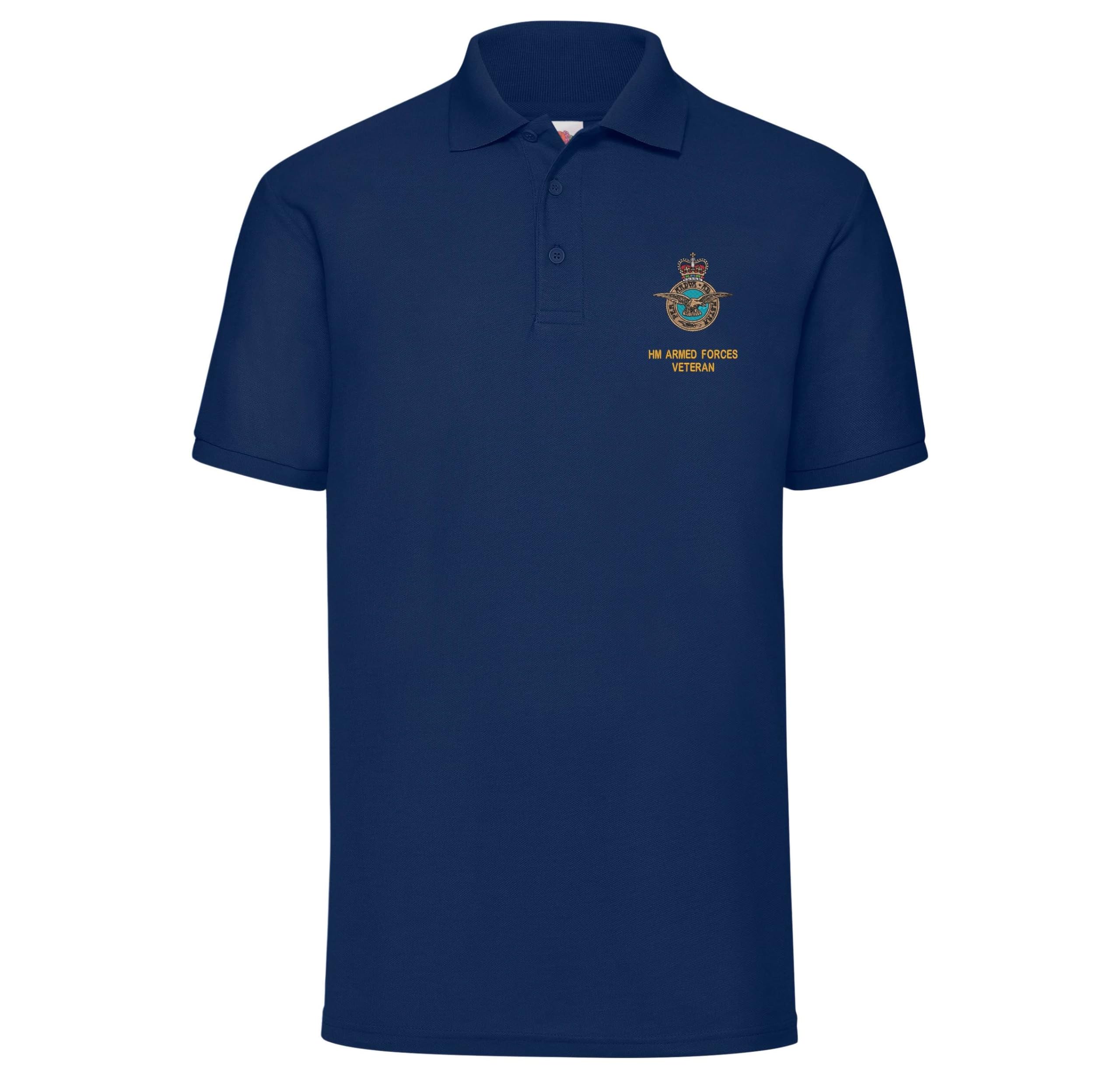 The Military Store Men's Navy Raf Veteran Embroidered Polo Shirt, 5X Large