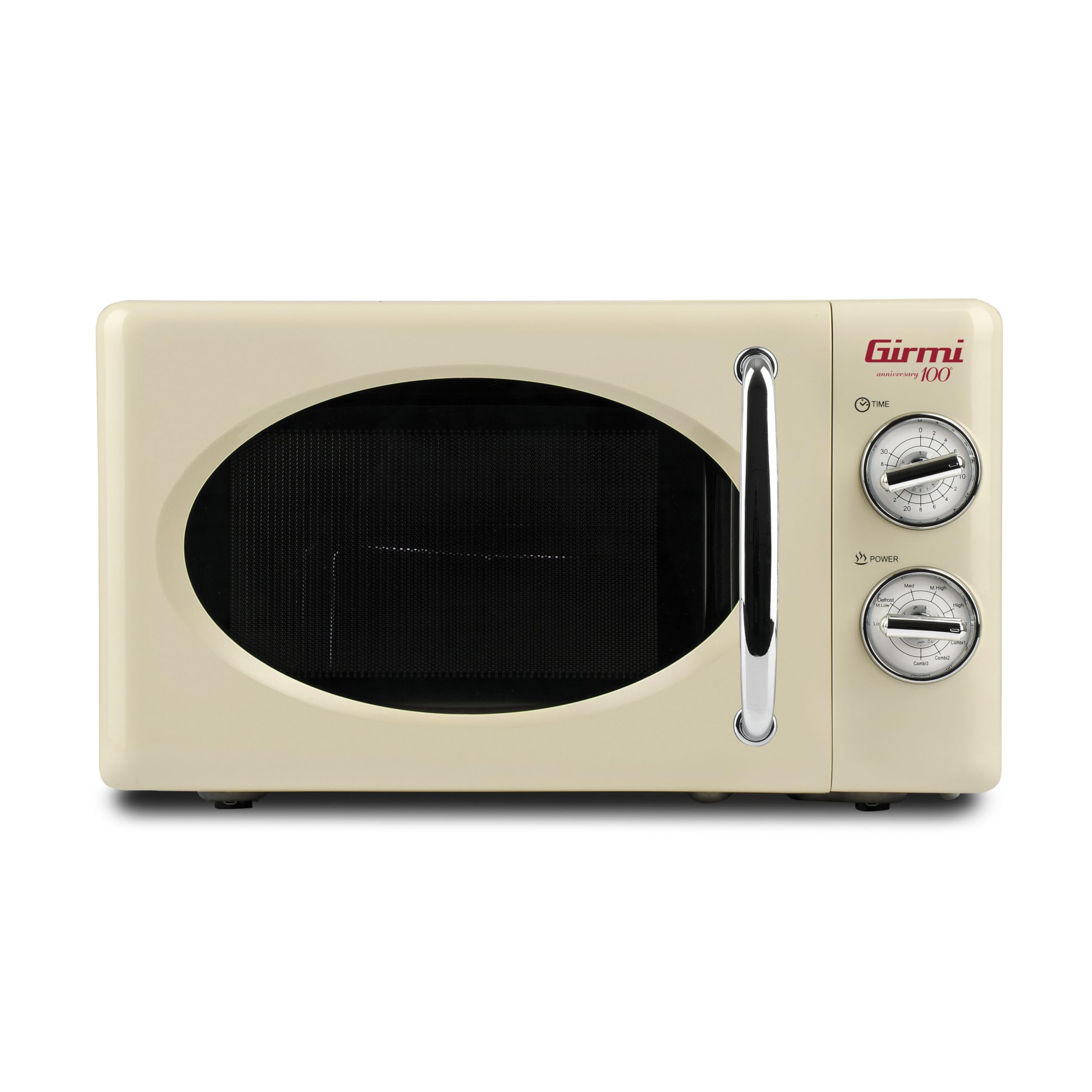 Girmi FM21 Forno Microonde Combinato Vintage Design, 20 Lt, 700+800W, Cottura combinata, Timer, Funzione Grill, Timer 30 minuti, Funzione scongelamento, Crema