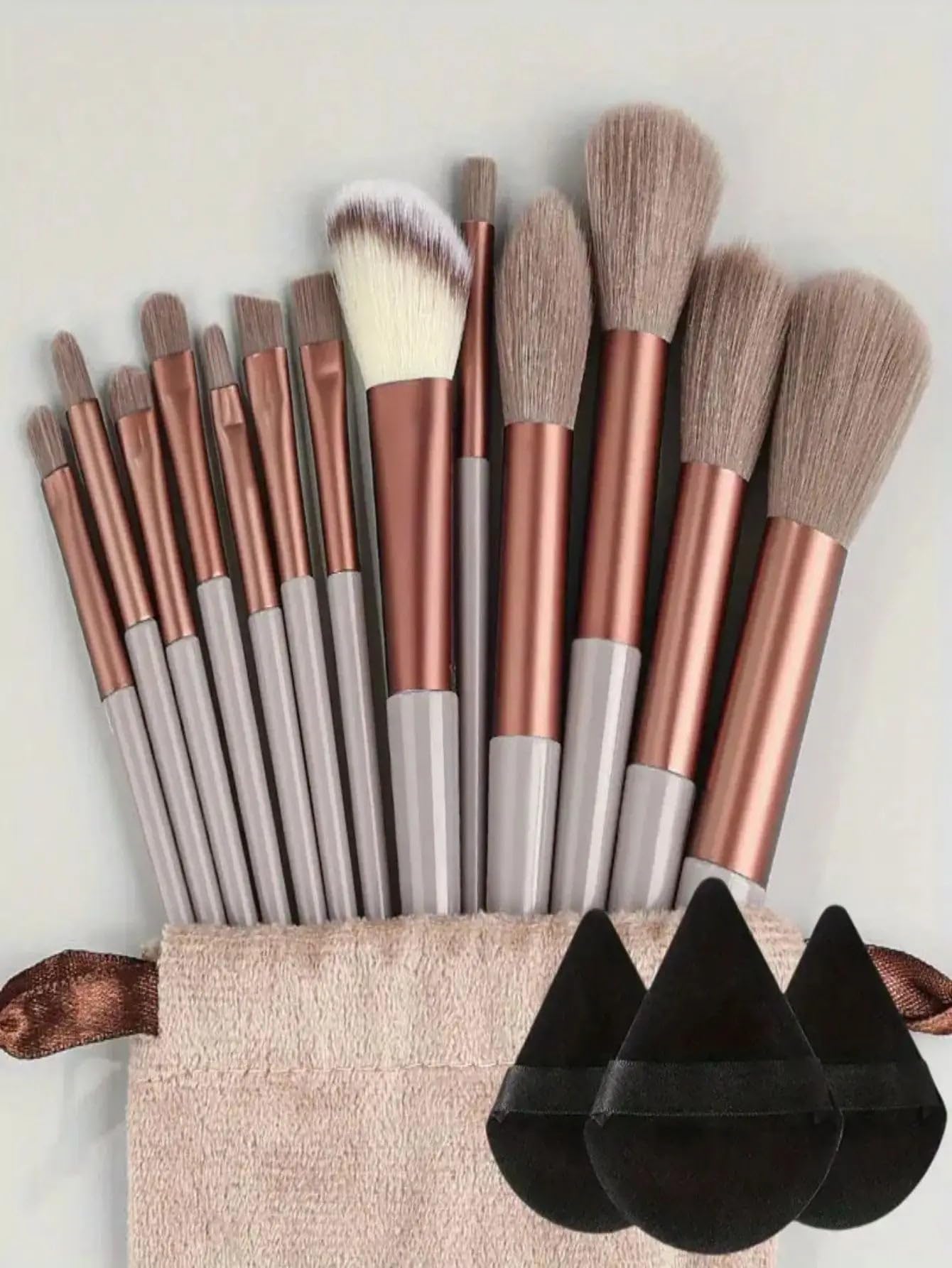 Ensemble de pinceaux de maquillage professionnels, doux et moelleux, pour fond de teint, poudre, fard à paupières, mélange Kabuki, outil de beauté 13pcs brown