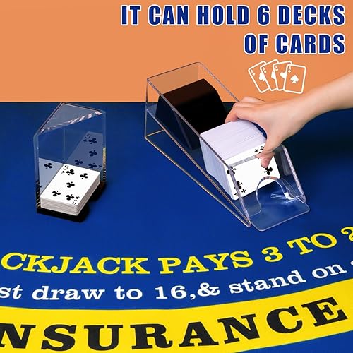 Miniatura 5 de Aoriher Juego combinado de Blackjack, incluye Blackjack Layout Felt Blackjack Shoe 6 barajas, bandejas de descartar para Blackjack, 10 tarjetas