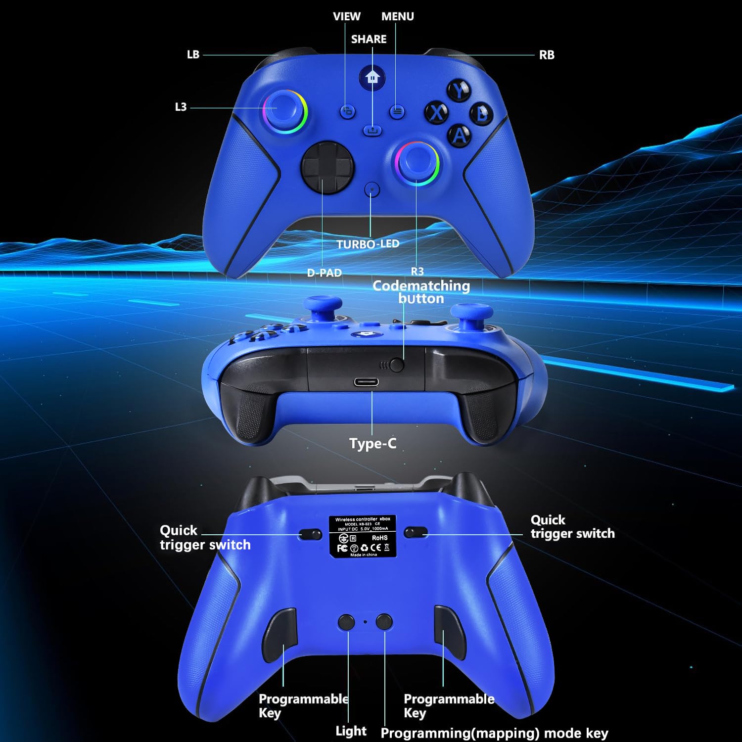 Lampelc Manette Xbox One, manette sans fil Xbox Series X & S/Xbox One/Elite/Windows 7/8/10