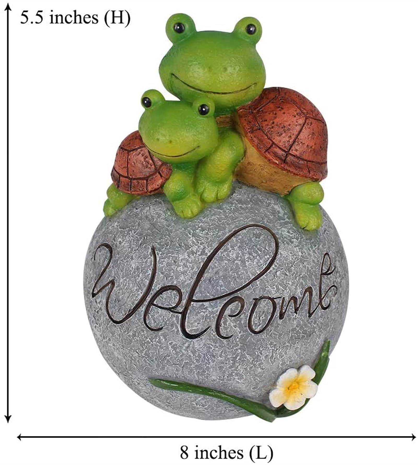 Sculture da giardino Statua da giardino da 5,5 pollici Tartarughe Ornamento Tartarughe di benvenuto su una roccia per esterni o interni Patio Yard Art Decor Ornamenti da giardino Regalo little