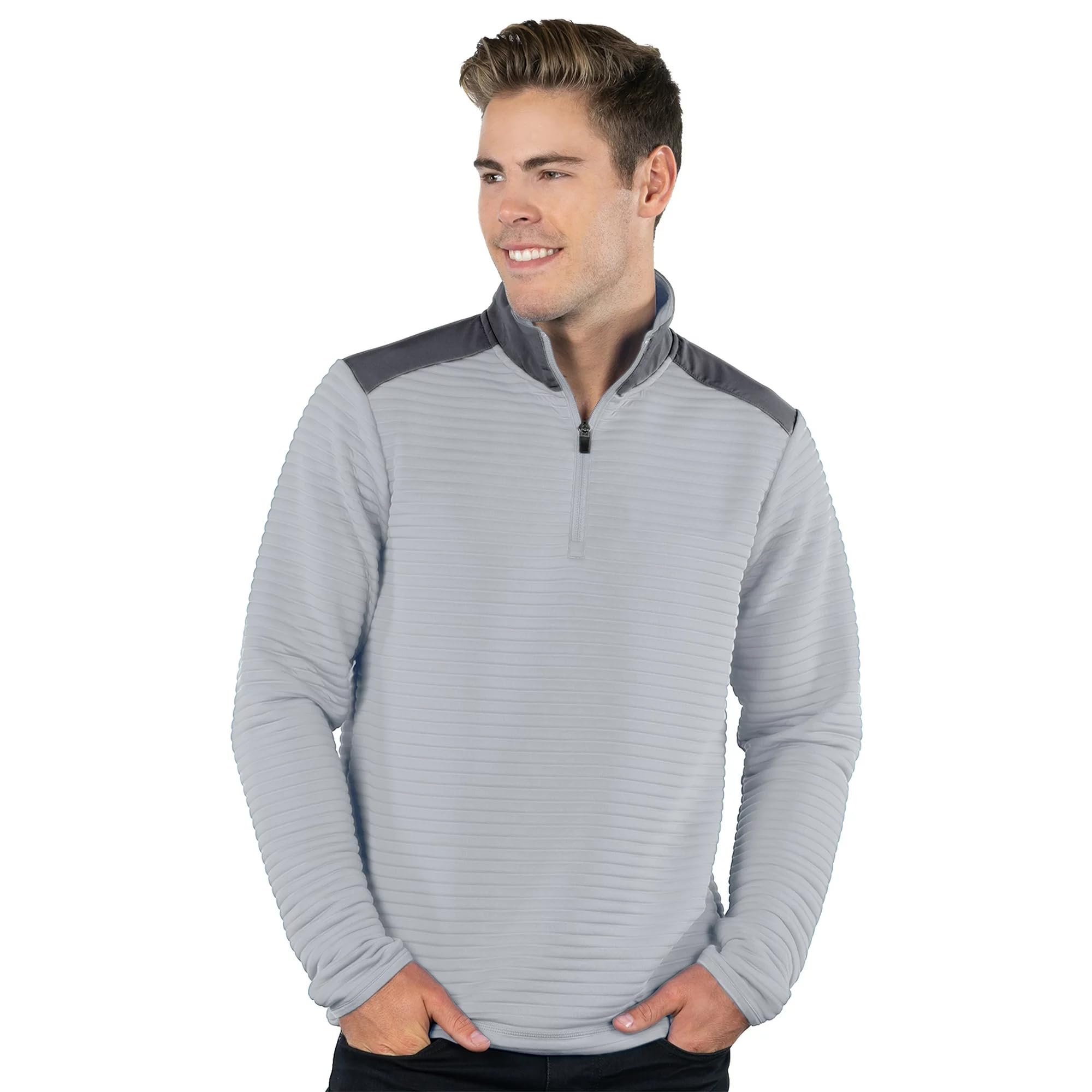 AFCMen’s Quarter Zip Pullover Performance Long Sleeve Shirt 3X & 4X 2 Colors