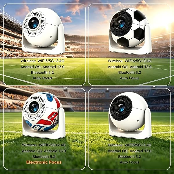 Portable Mini Projector with WiFi & Bluetooth, Auto Focus & Keystone Ceiling Projector Smart Proyector Built-in APPS and Speaker, 180° Rotatable Outdoor Movie Home Theater Projector by DEYSINN - Used condition - Image 2