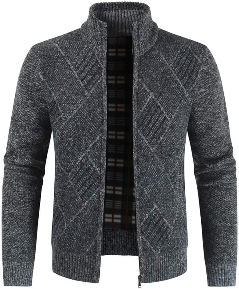 Men's Stand-Up Collar Zip Cardigan - Casual Knitted Slim Fit Sweater For Everyday Wear