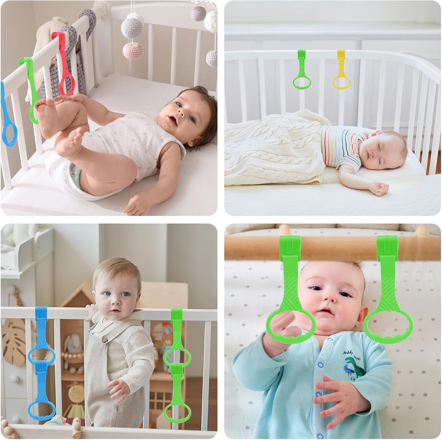 LeeQunQ 6 PCS Baby Pull up Rings, Baby Playpen Ring, Crib Pull up Ring, for Playpen,Strollers, Walking Assistant and Stand-Up Support - Image 3