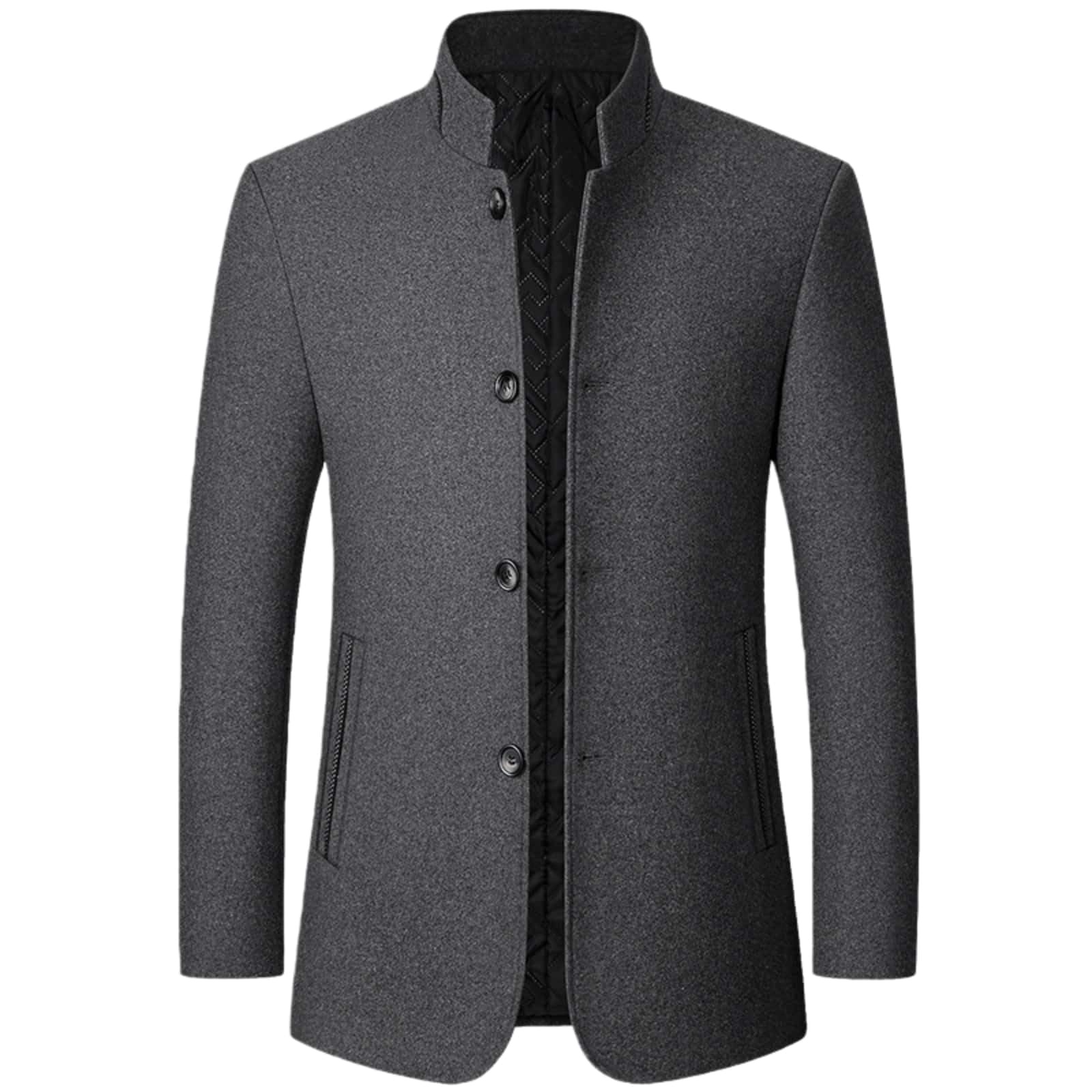 Men's Woolen Stand Collar Long Wool Blend Overcoat Slim Fit Down Topcoat Business Down Jacket Winter Stylish Long Slim — view 7