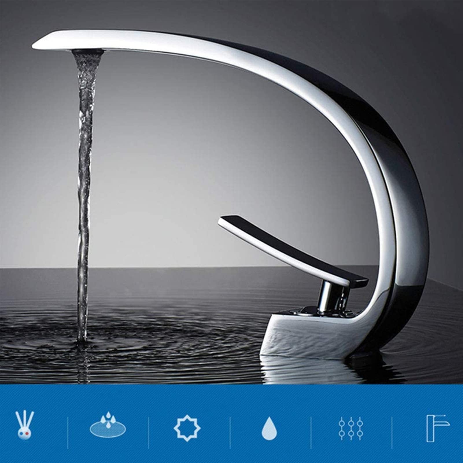 Trintion Waschtischarmatur Wasserhahn Bad Waschbecken Armaturen Edelstahl Chrom Messing Kaltes und Heißes Einstellbar Mischbatterie Wasserfall Einhandmischer Armatur Badarmatur für Badezimmer