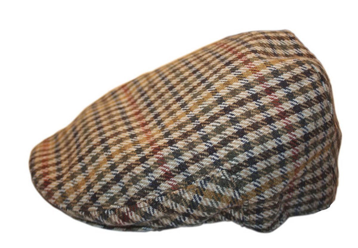 Great Horse Boys Kids Wool Blend Traditional Tweed Country Style Flat Cap Hat (Checked Beige) 50