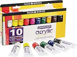 DALER ROWNEY, Graduate Acrylic, Conjunto de Tintas Acrilicas 38ml, 10 Cores Sortidas