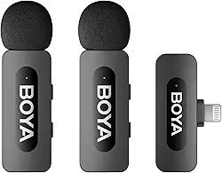 BOYA BY-V2 Microfone de lapela sem fios para iPhone iPad, Mini microfone de lapela externo omnidirecional para iPhone Microfone de lapela Lightning para gravação de vídeo Podcast YouTube Live Stream
