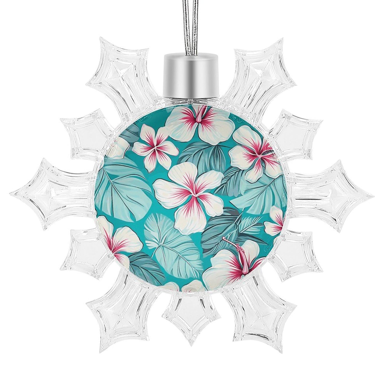 Tropical Hibiscus Flowers Snowflake Decorations, Winter Snowflake Ornaments Christmas Party Decorations Christmas Tree Decorations for Xmas Tree Winter New Year Party Supplies