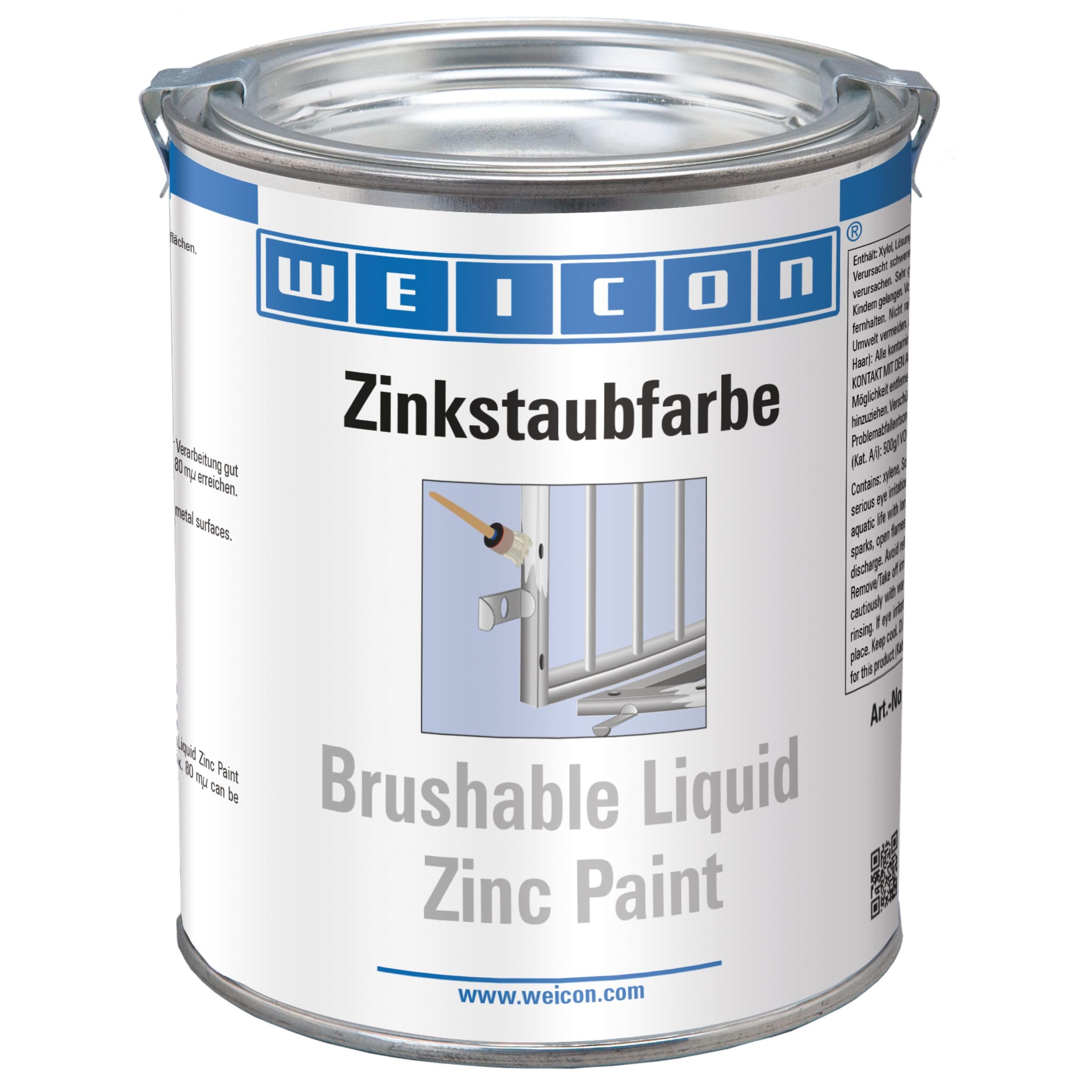 WEICON Vernice allo zinco applicabile a pennello 750 ml - Protezione contro ruggine e corrosione per superfici metalliche